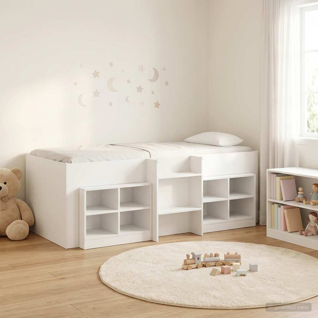 vidaXL Loft Bed Frame with Cabinet 3 pcs White Engineered Wood 1