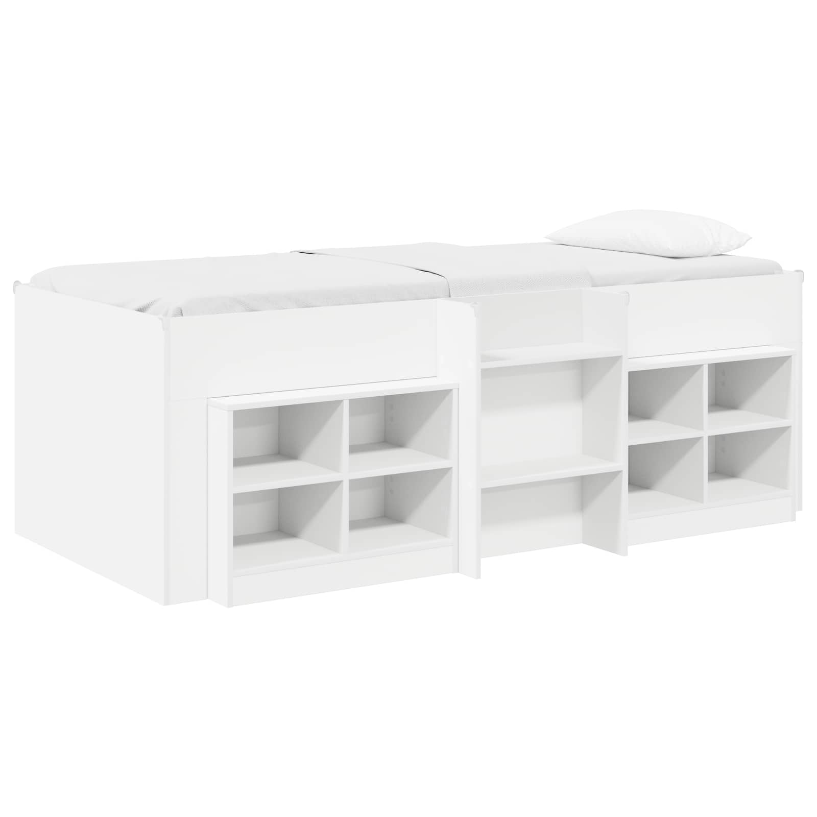vidaXL Loft Bed Frame with Cabinet 3 pcs White Engineered Wood 2
