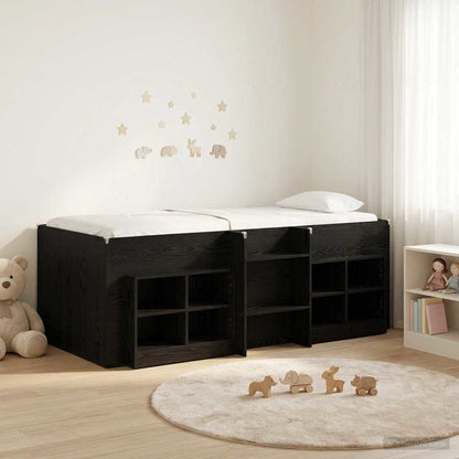 vidaXL Loft Bed Frame with Cabinet 3 pcs Black Oak Engineered Wood 1