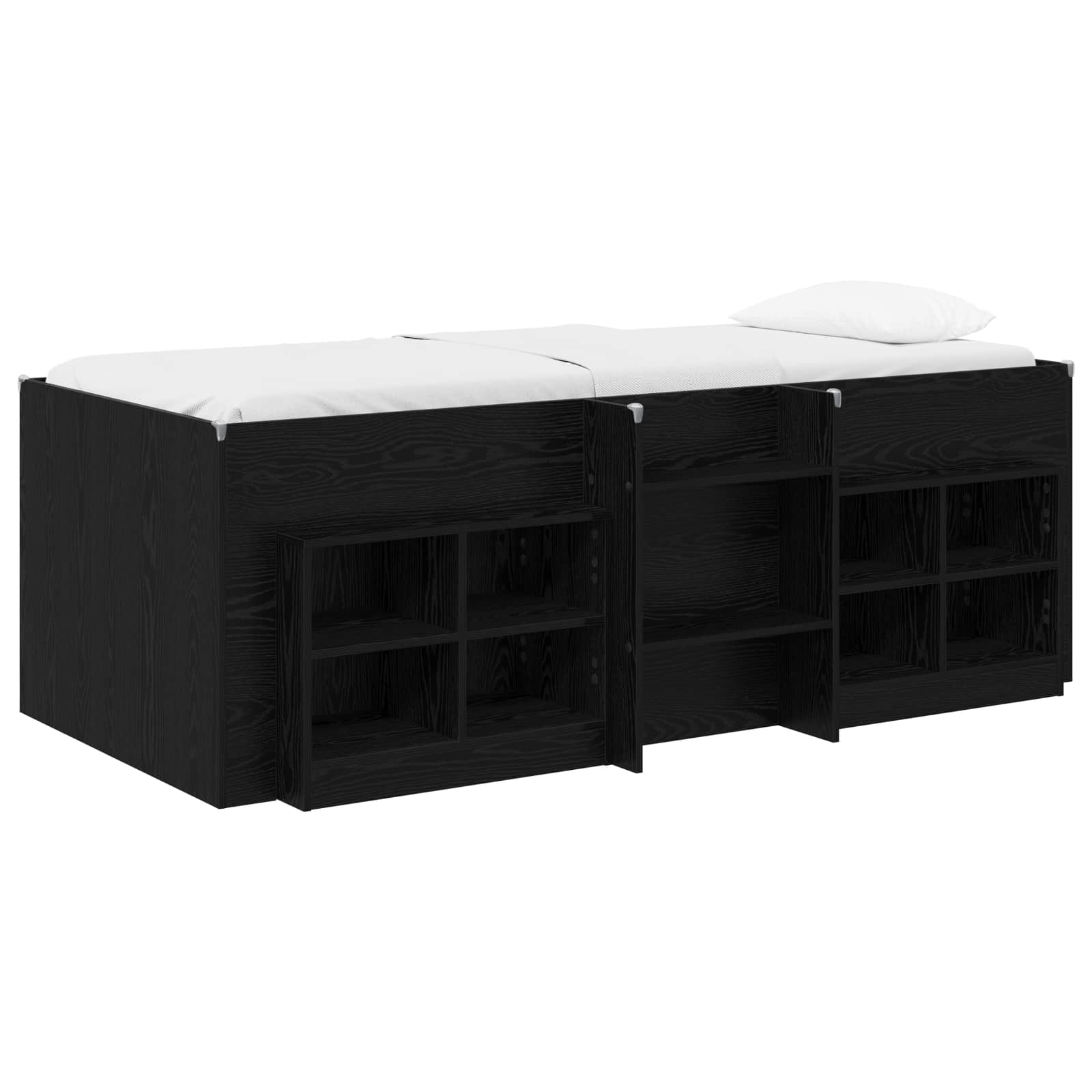 vidaXL Loft Bed Frame with Cabinet 3 pcs Black Oak Engineered Wood 2