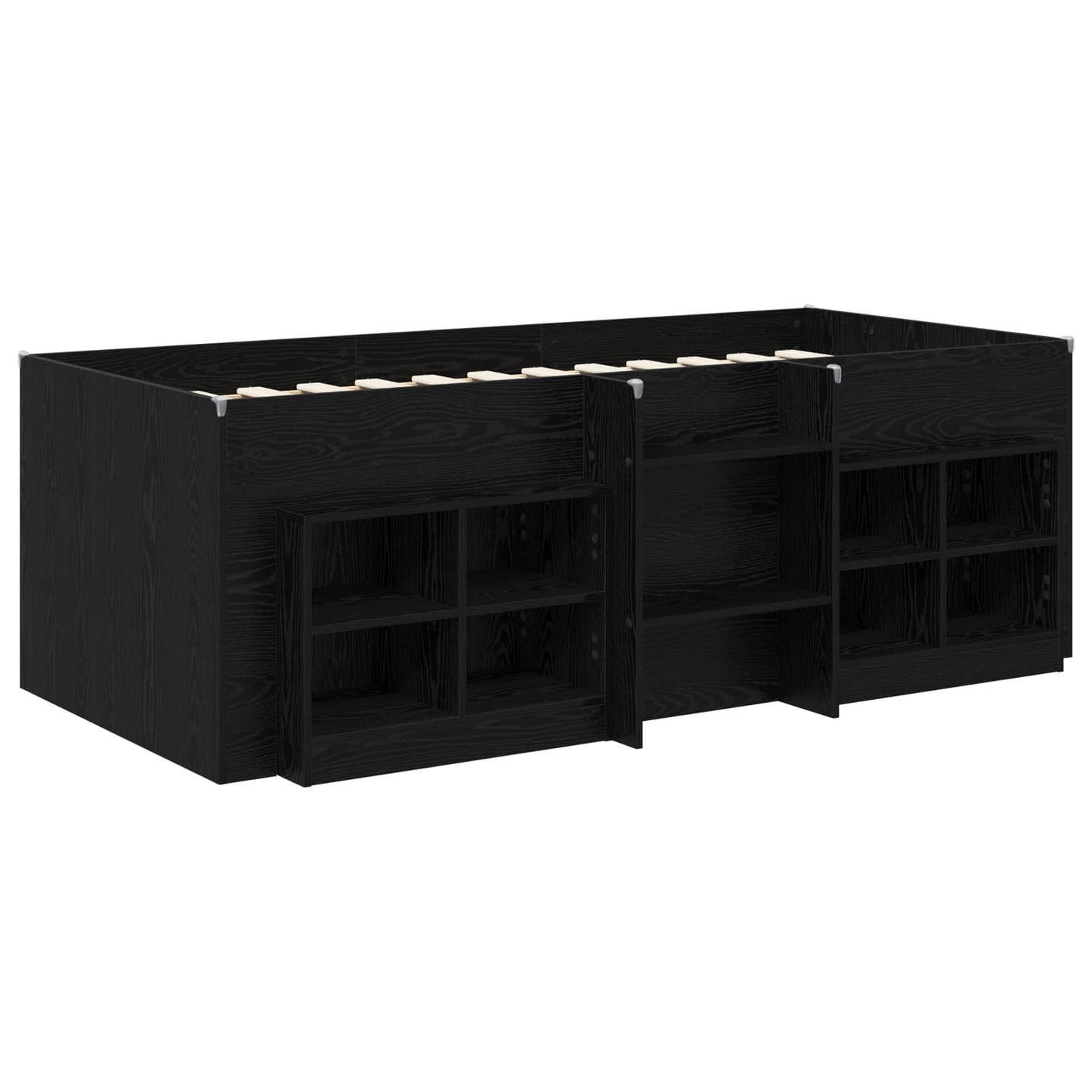 vidaXL Loft Bed Frame with Cabinet 3 pcs Black Oak Engineered Wood 3