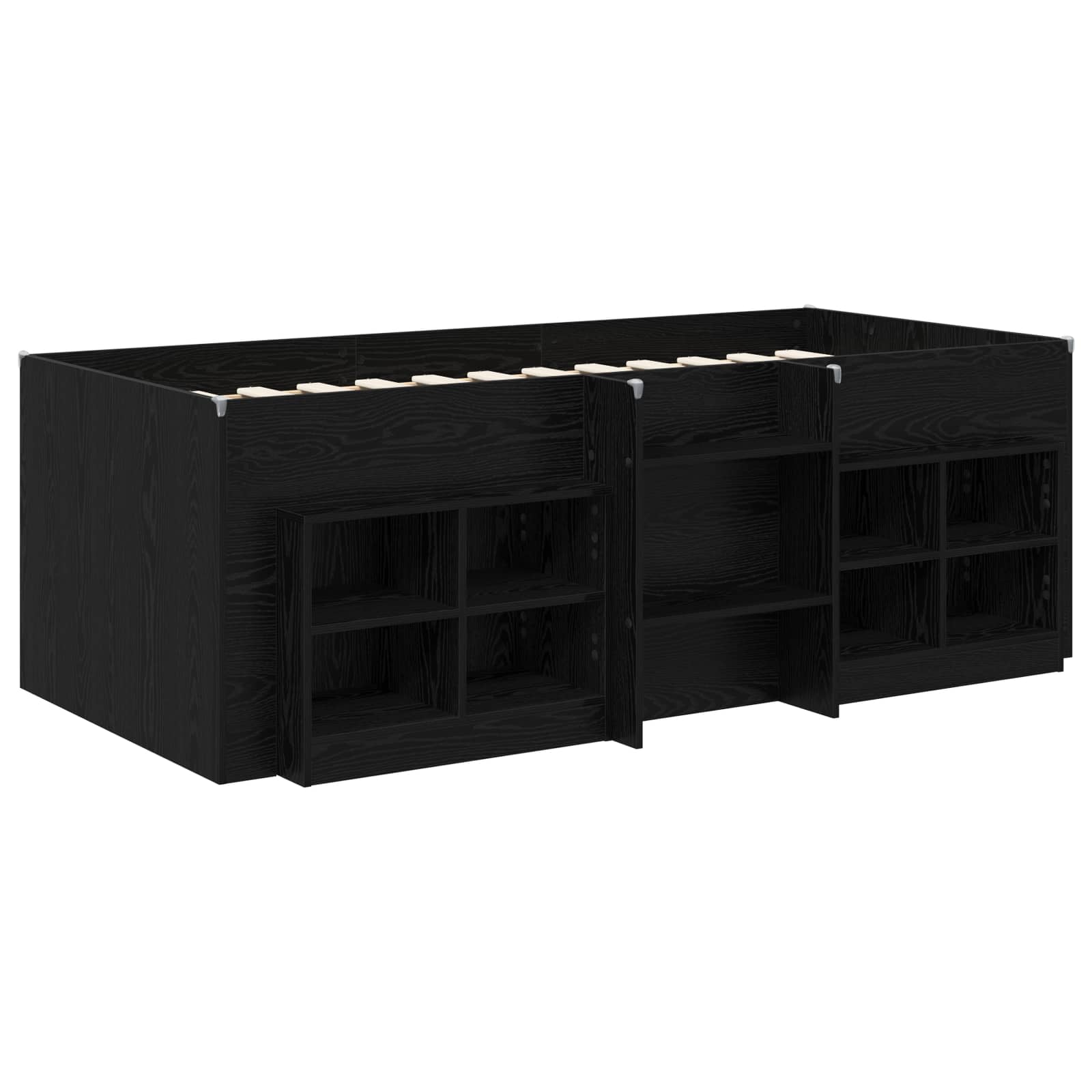 vidaXL Loft Bed Frame with Cabinet 3 pcs Black Oak Engineered Wood 3