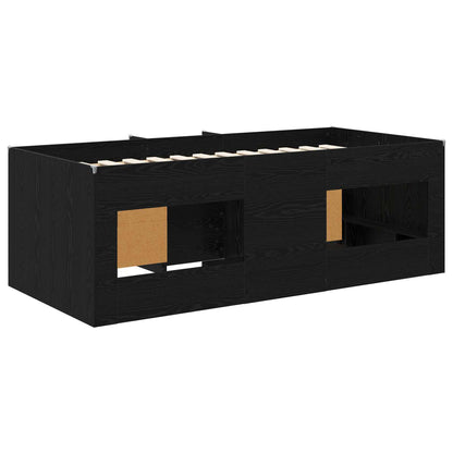 vidaXL Loft Bed Frame with Cabinet 3 pcs Black Oak Engineered Wood 5