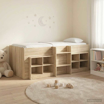 vidaXL Loft Bed Frame with Cabinet 3 pcs Sonoma Oak Engineered Wood 1
