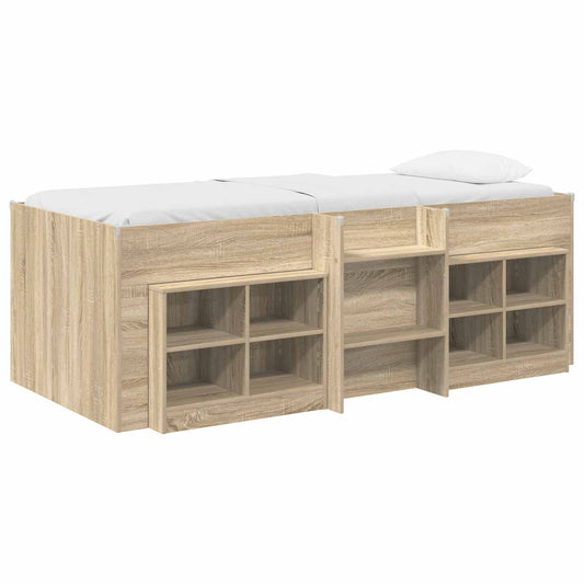 vidaXL Loft Bed Frame with Cabinet 3 pcs Sonoma Oak Engineered Wood 2