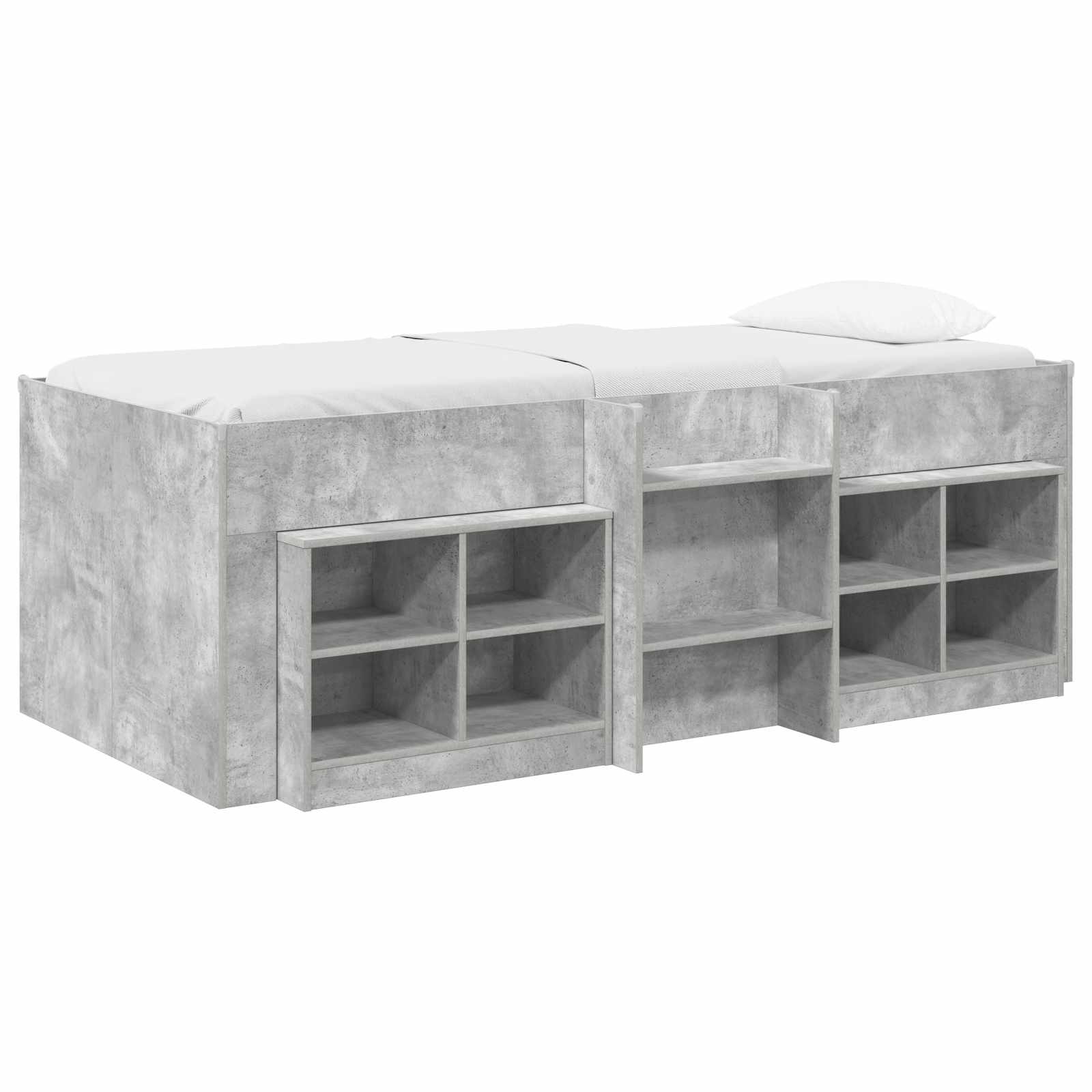 vidaXL Loft Bed Frame with Cabinet 3 pcs Concrete Grey Engineered Wood 2