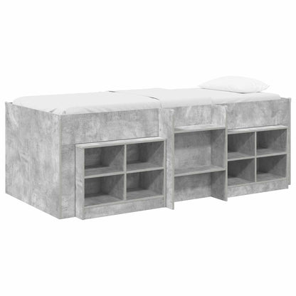 vidaXL Loft Bed Frame with Cabinet 3 pcs Concrete Grey Engineered Wood 2