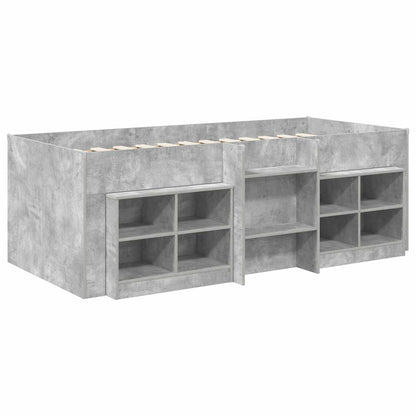 vidaXL Loft Bed Frame with Cabinet 3 pcs Concrete Grey Engineered Wood 3