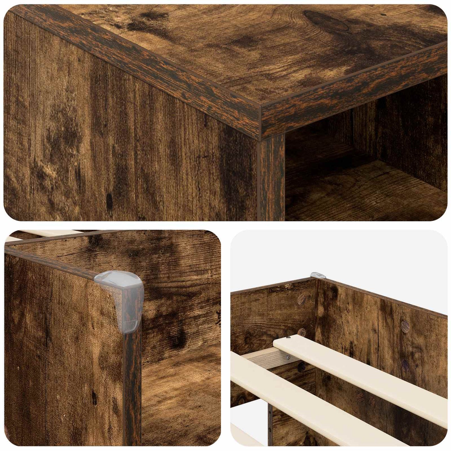 vidaXL Loft Bed Frame with Cabinet 3 pcs Smoked Oak Engineered Wood 6