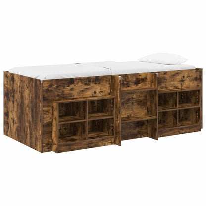 vidaXL Loft Bed Frame with Cabinet 3 pcs Smoked Oak Engineered Wood 2