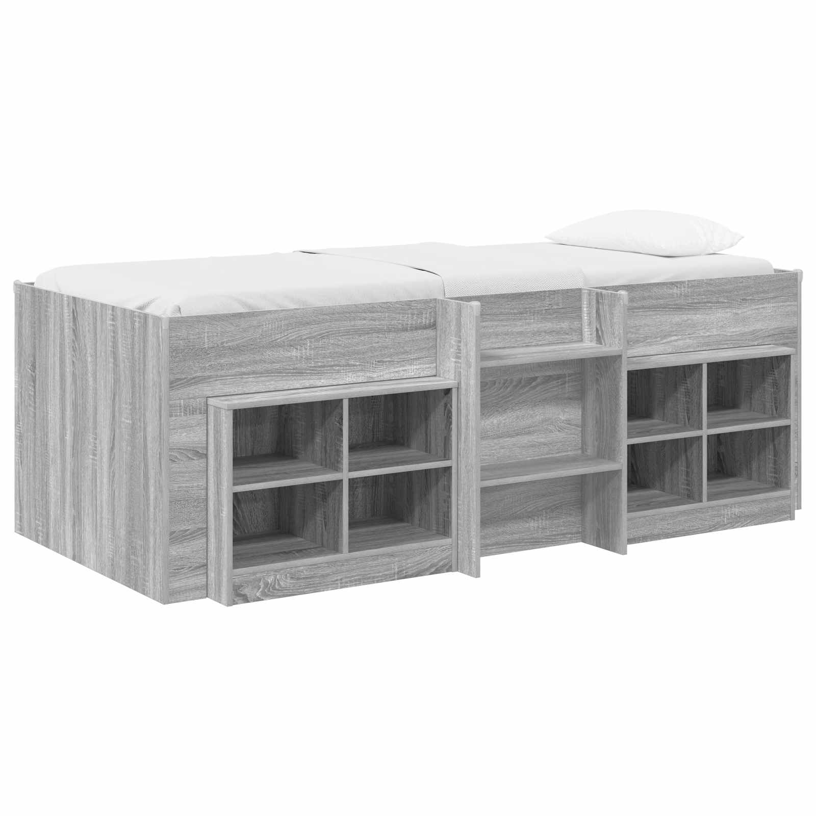 vidaXL Loft Bed Frame with Cabinet 3 pcs Grey Sonoma Engineered Wood 2