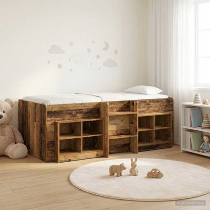 vidaXL Loft Bed Frame with Cabinet 3 pcs Old Wood Engineered Wood 1