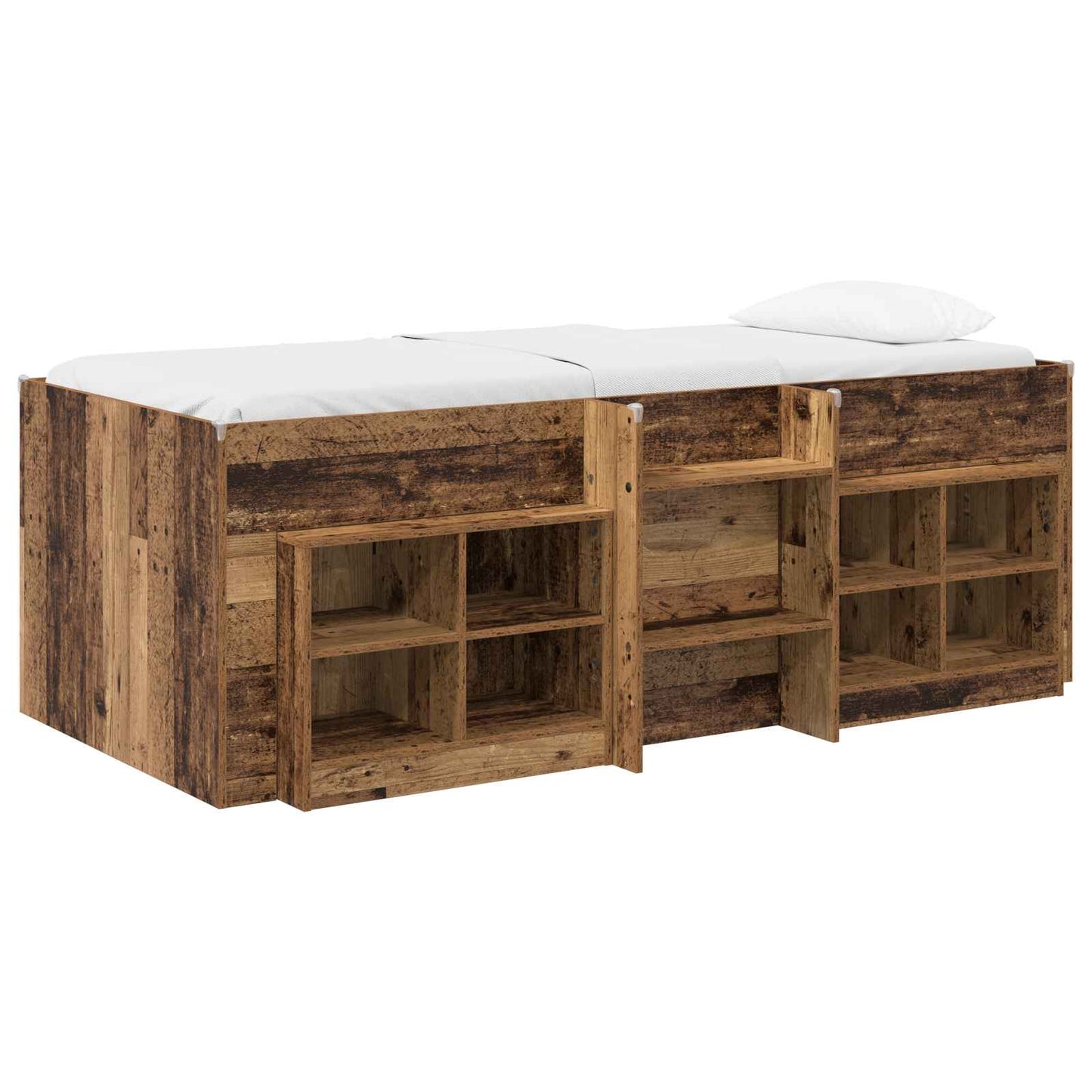 vidaXL Loft Bed Frame with Cabinet 3 pcs Old Wood Engineered Wood 2