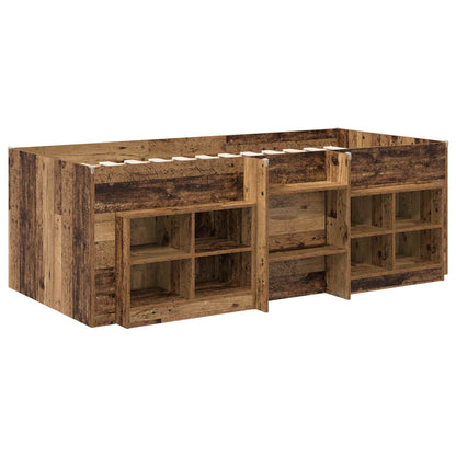 vidaXL Loft Bed Frame with Cabinet 3 pcs Old Wood Engineered Wood 3