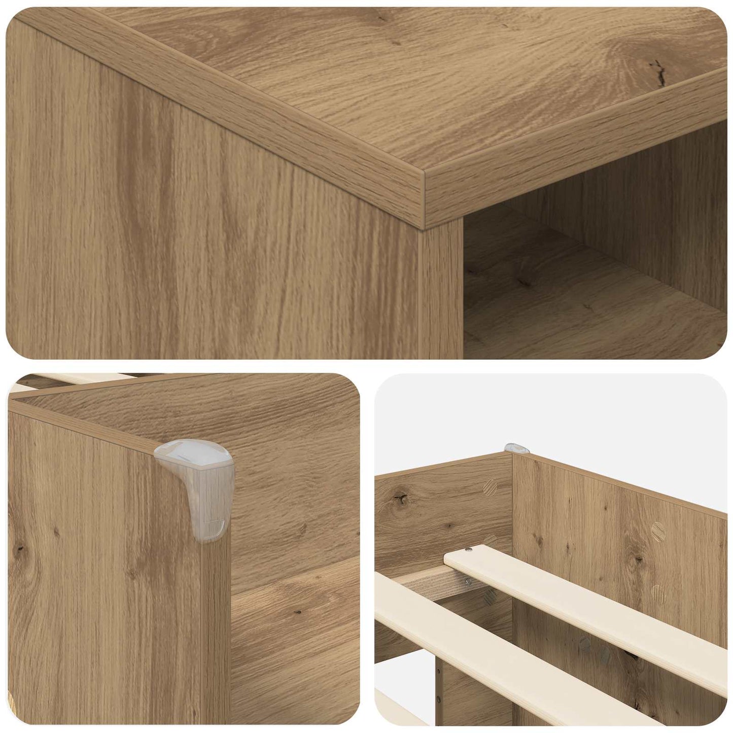vidaXL Loft Bed Frame with Cabinet 3 pcs Artisan Oak Engineered Wood 6