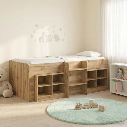 vidaXL Loft Bed Frame with Cabinet 3 pcs Artisan Oak Engineered Wood 1