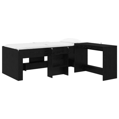 vidaXL Kids'High Bed Frame with Desk Black Oak 80 x 200 cm 2