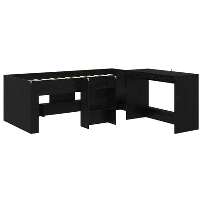 vidaXL Kids'High Bed Frame with Desk Black Oak 80 x 200 cm 3