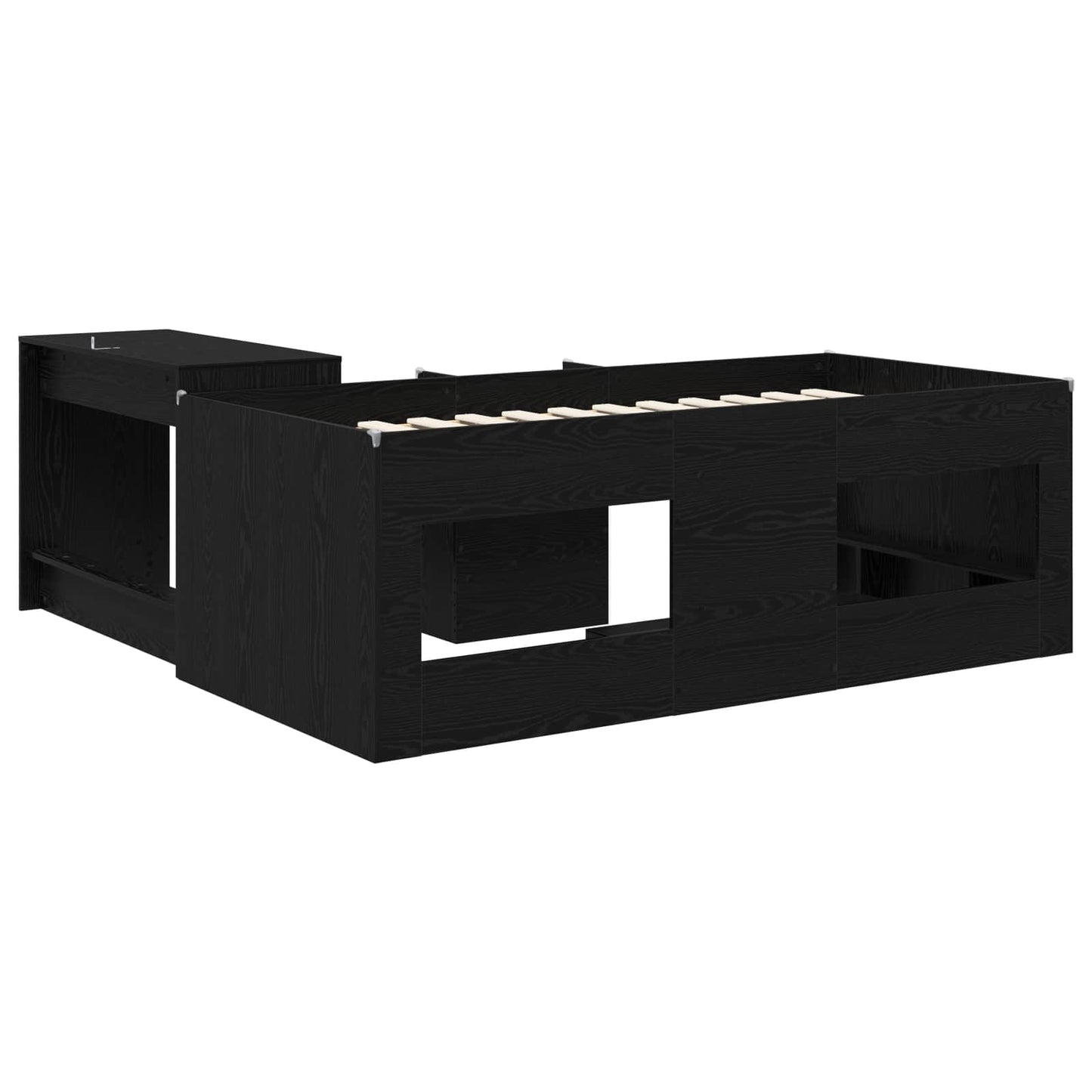 vidaXL Kids'High Bed Frame with Desk Black Oak 80 x 200 cm 5