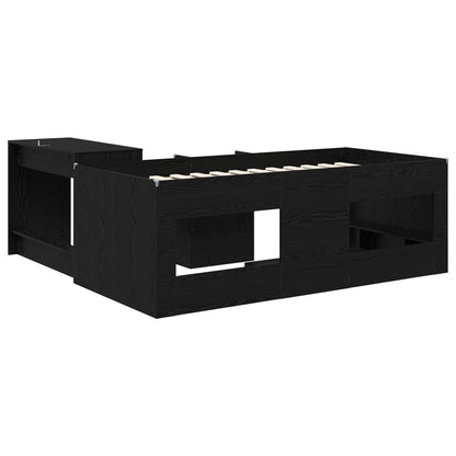 vidaXL Kids'High Bed Frame with Desk Black Oak 80 x 200 cm 5