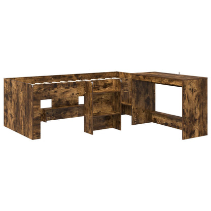 vidaXL Kids'High Bed Frame with Desk 2 pcs Smoked Oak Engineered Wood 3