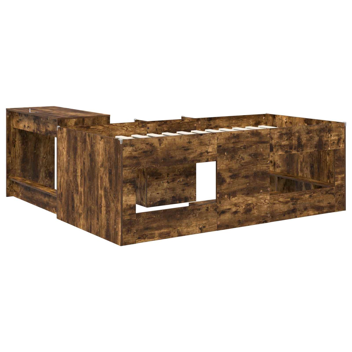 vidaXL Kids'High Bed Frame with Desk 2 pcs Smoked Oak Engineered Wood 5