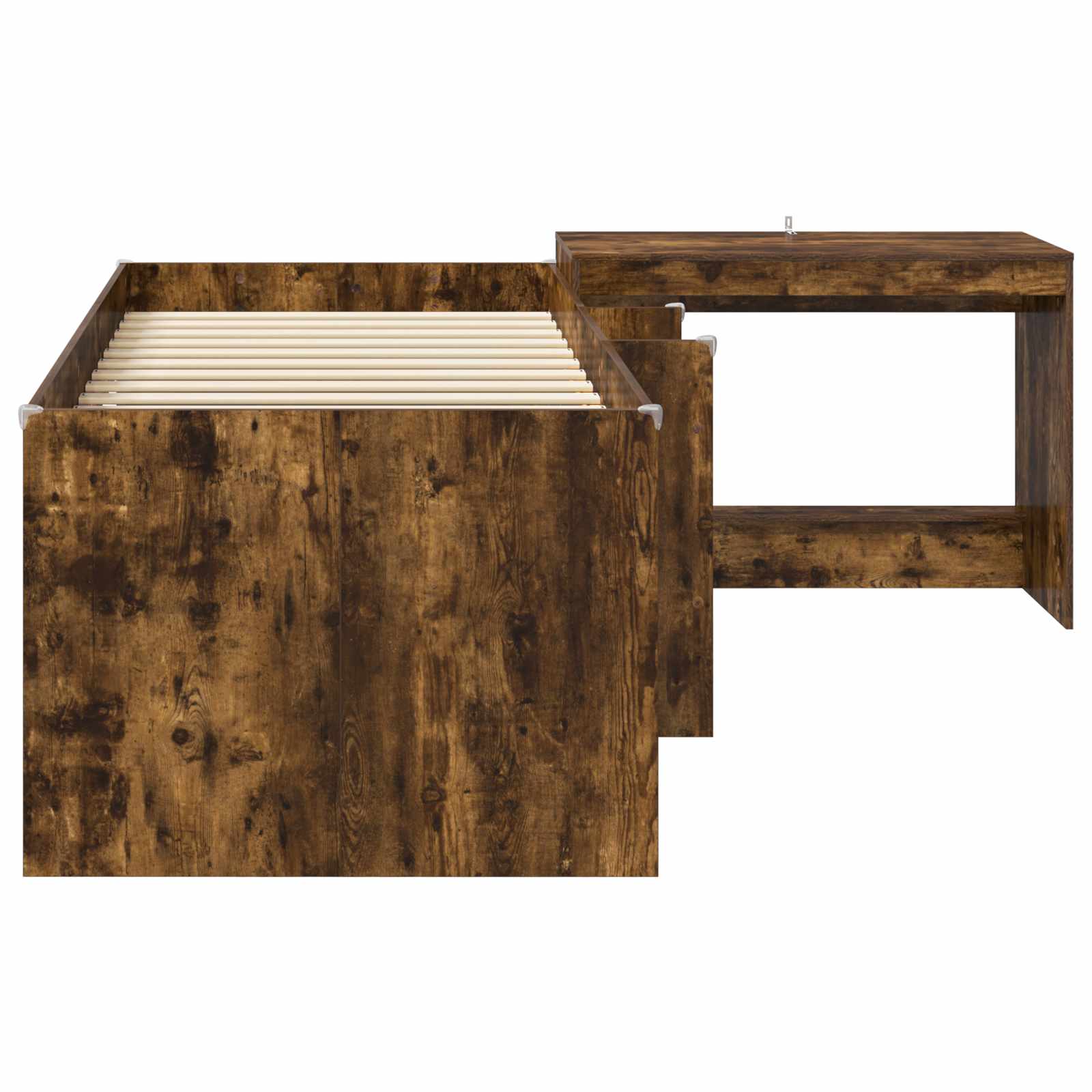 vidaXL Kids'High Bed Frame with Desk 2 pcs Smoked Oak Engineered Wood 4