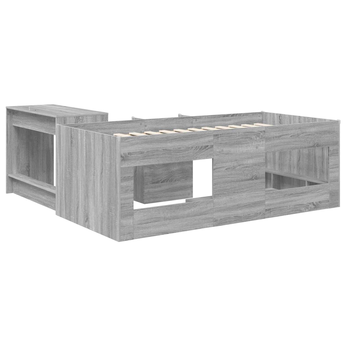 vidaXL Kids'High Bed Frame with Desk 2 pcs Grey Sonoma 5