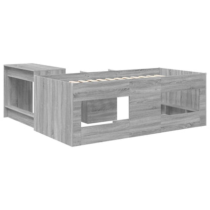 vidaXL Kids'High Bed Frame with Desk 2 pcs Grey Sonoma 5
