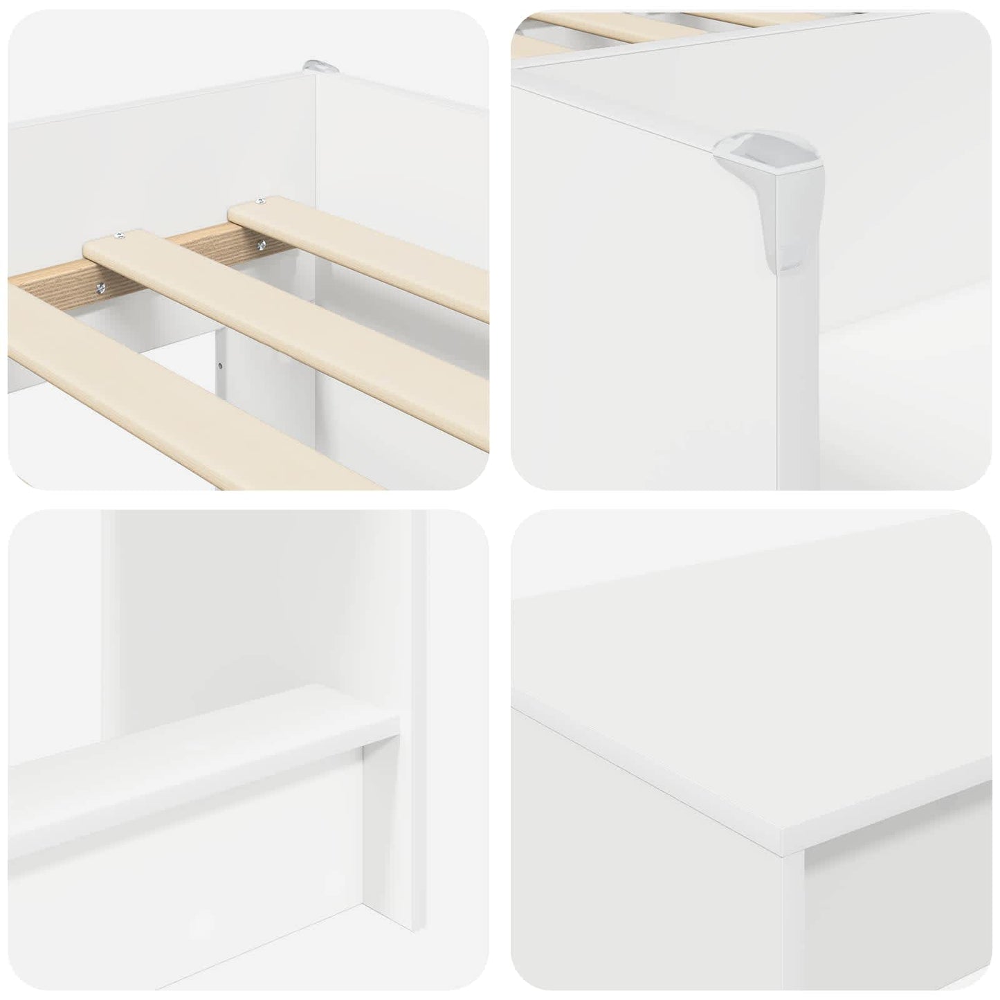 vidaXL Kids'High Bed Frame with Desk 2 pcs White Engineered Wood 6