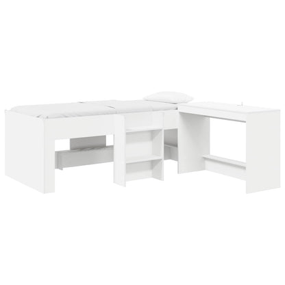 vidaXL Kids'High Bed Frame with Desk 2 pcs White Engineered Wood 2