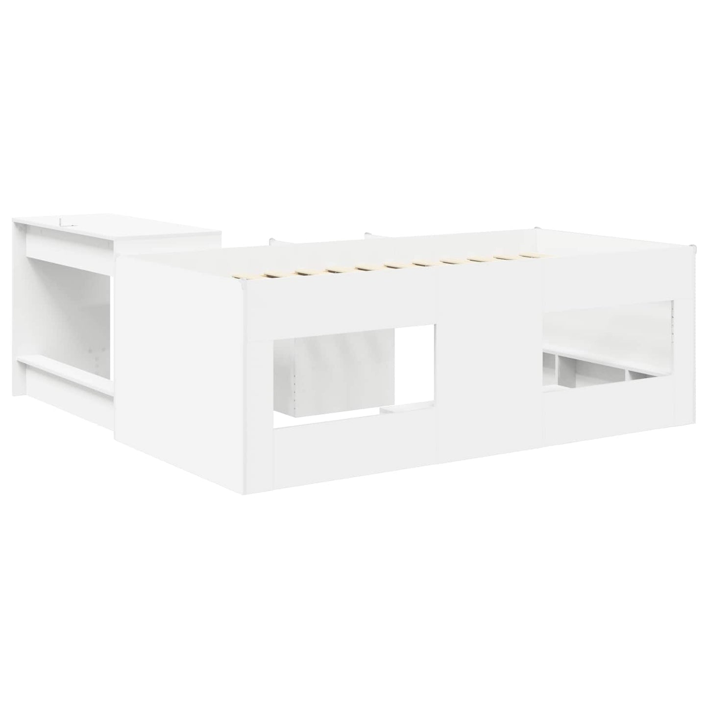vidaXL Kids'High Bed Frame with Desk 2 pcs White Engineered Wood 5