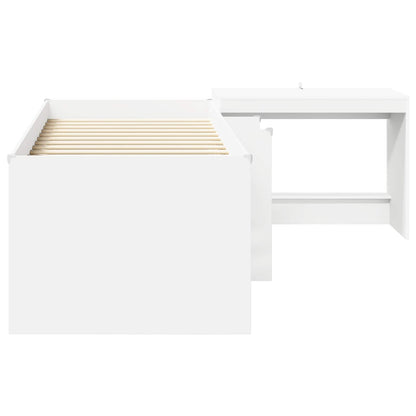 vidaXL Kids'High Bed Frame with Desk 2 pcs White Engineered Wood 4