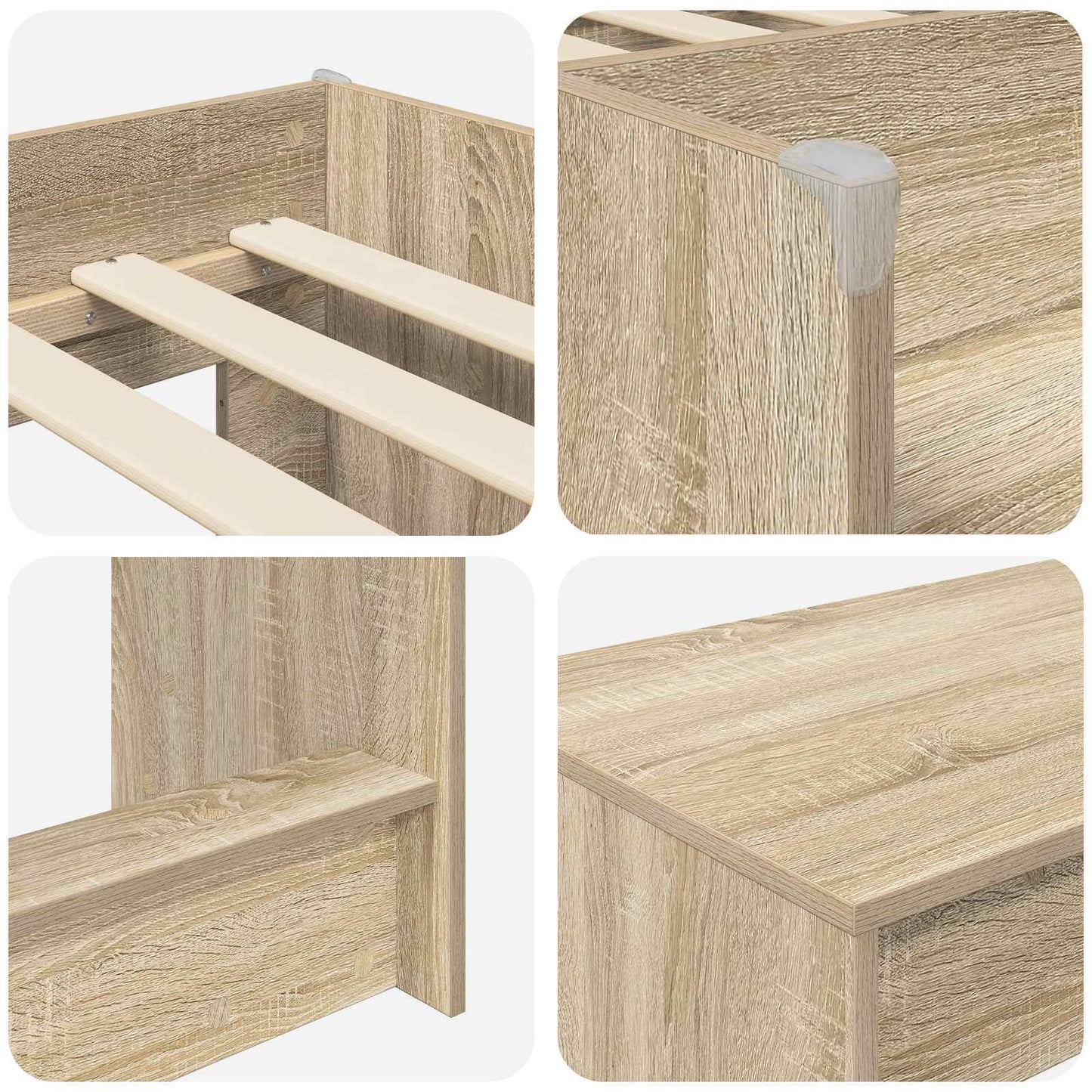 vidaXL Kids'High Bed Frame with Desk 2 pcs Sonoma Oak Engineered Wood 6