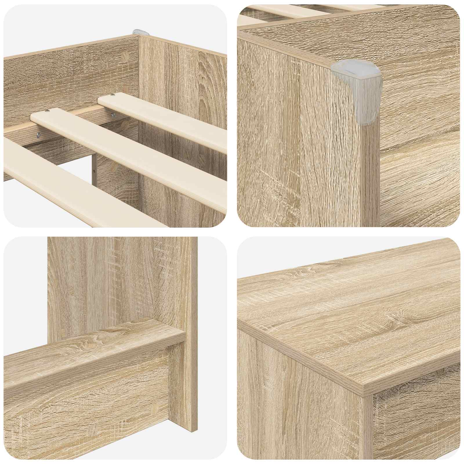 vidaXL Kids'High Bed Frame with Desk 2 pcs Sonoma Oak Engineered Wood 6