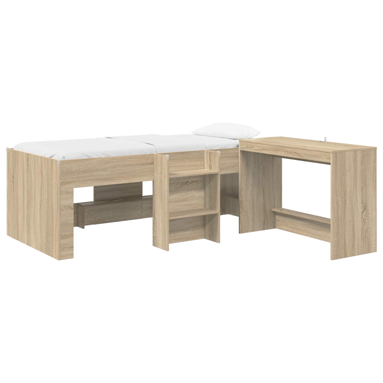 vidaXL Kids'High Bed Frame with Desk 2 pcs Sonoma Oak Engineered Wood 2