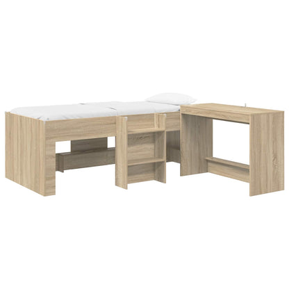 vidaXL Kids'High Bed Frame with Desk 2 pcs Sonoma Oak Engineered Wood 2