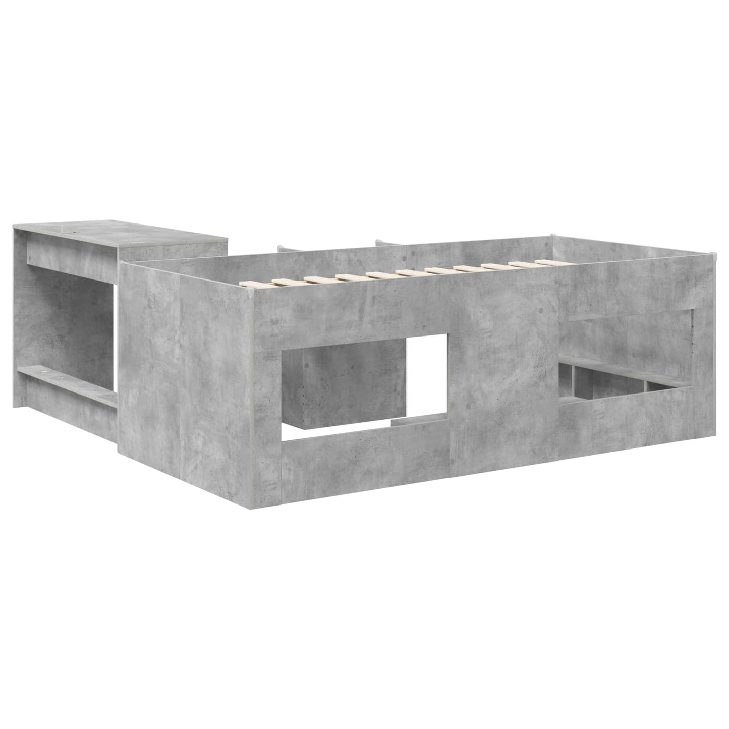 vidaXL Kids'High Bed Frame with Desk 2 pcs Concrete Grey 5