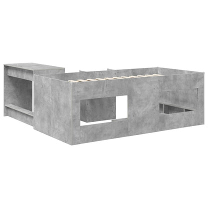 vidaXL Kids'High Bed Frame with Desk 2 pcs Concrete Grey 5