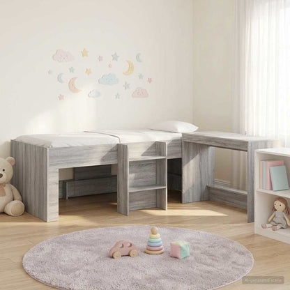 vidaXL Kids'High Bed Frame with Desk 2 pcs Grey Sonoma 1
