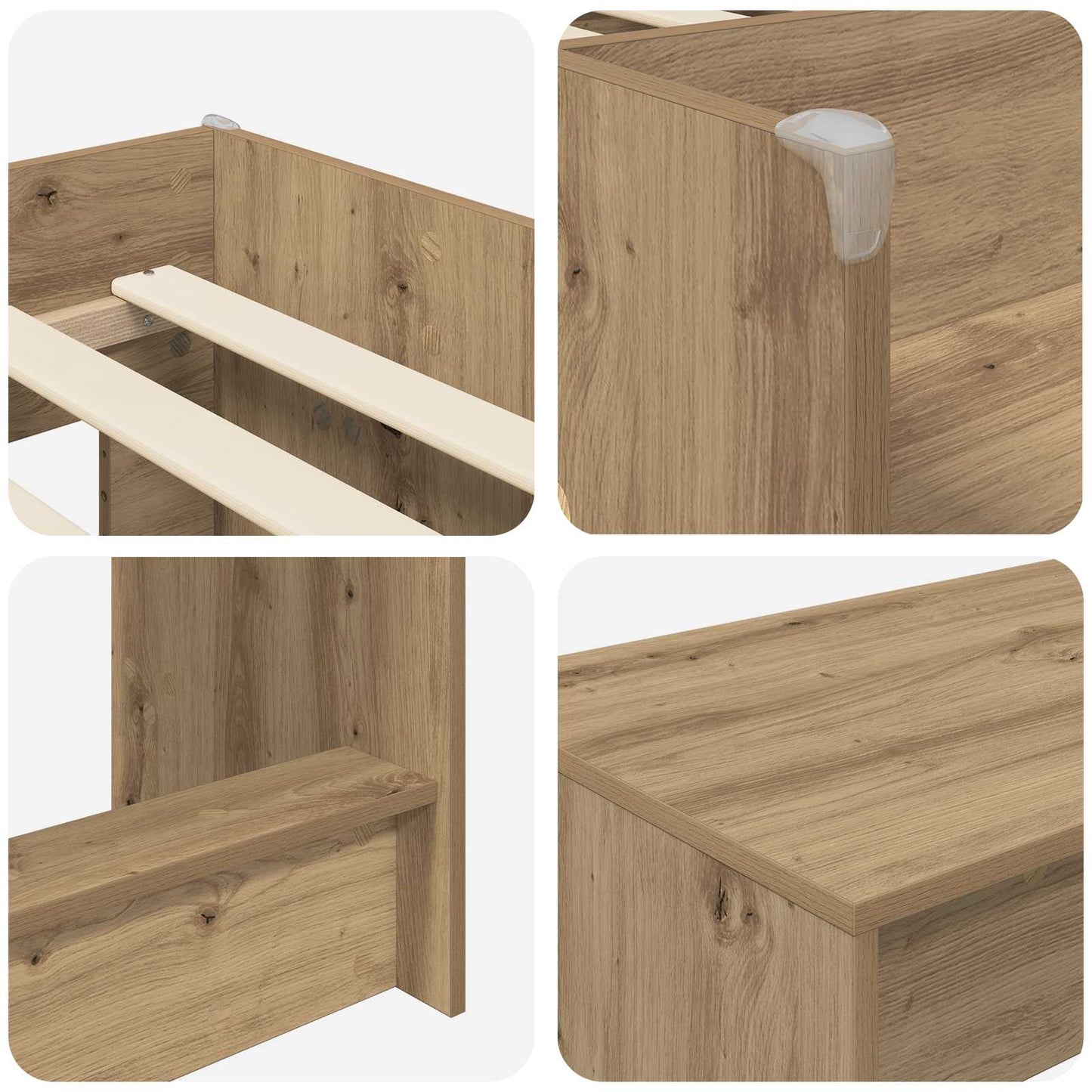 vidaXL Kids'High Bed Frame with Desk 2 pcs Artisan Oak 6