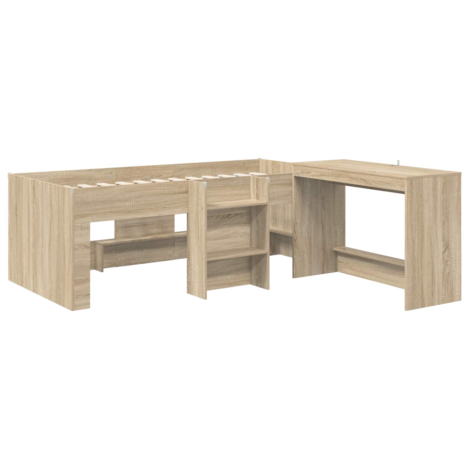 vidaXL Kids'High Bed Frame with Desk 2 pcs Sonoma Oak Engineered Wood 3