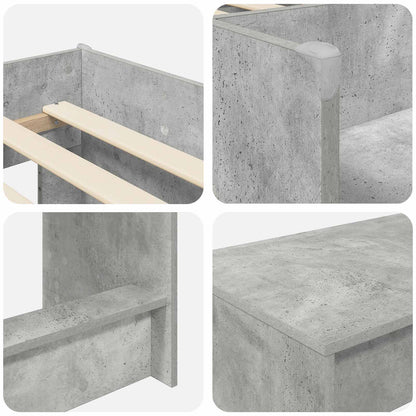 vidaXL Kids'High Bed Frame with Desk 2 pcs Concrete Grey 6