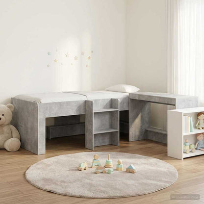 vidaXL Kids'High Bed Frame with Desk 2 pcs Concrete Grey 1