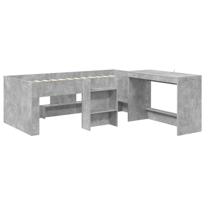 vidaXL Kids'High Bed Frame with Desk 2 pcs Concrete Grey 3