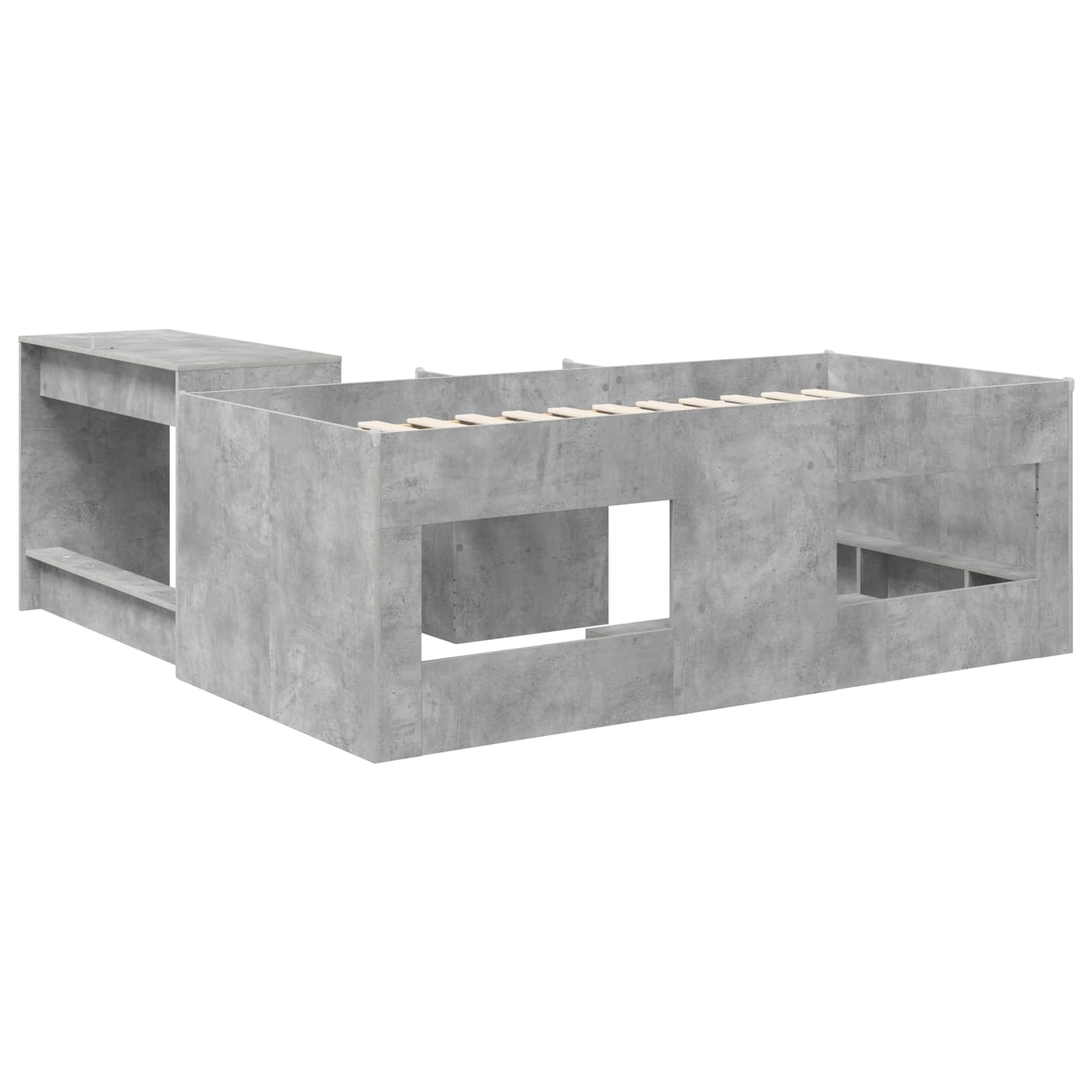 vidaXL Kids'High Bed Frame with Desk 2 pcs Concrete Grey 5