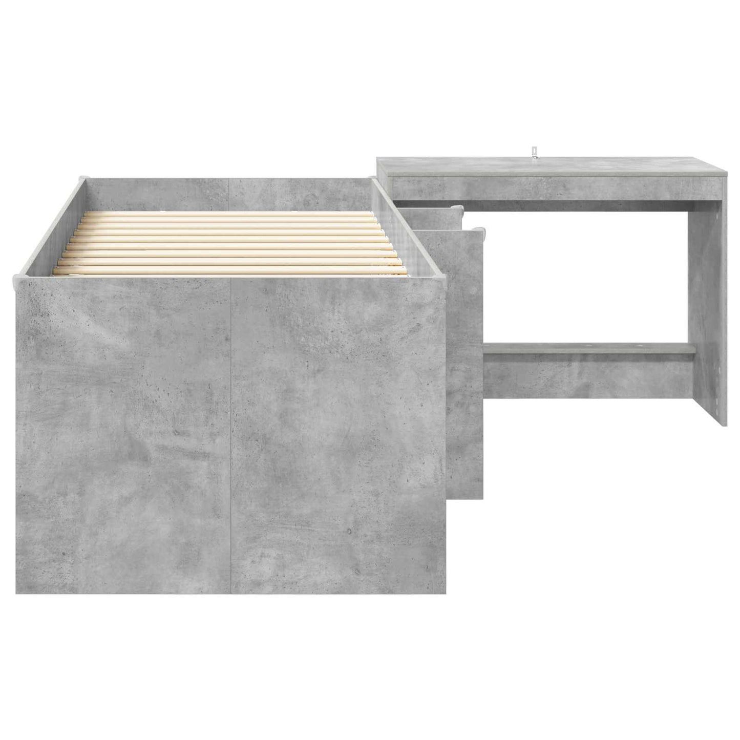 vidaXL Kids'High Bed Frame with Desk 2 pcs Concrete Grey 4
