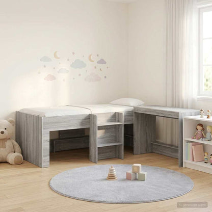 vidaXL Kids'High Bed Frame with Desk 2 pcs Grey Sonoma 1