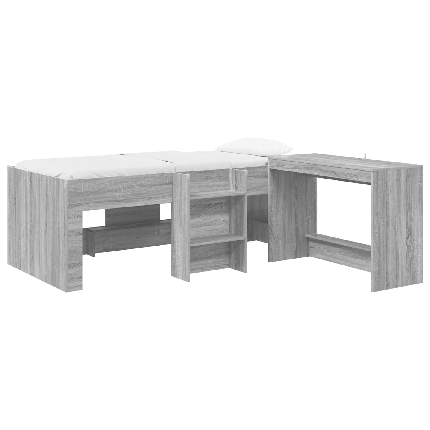 vidaXL Kids'High Bed Frame with Desk 2 pcs Grey Sonoma 2