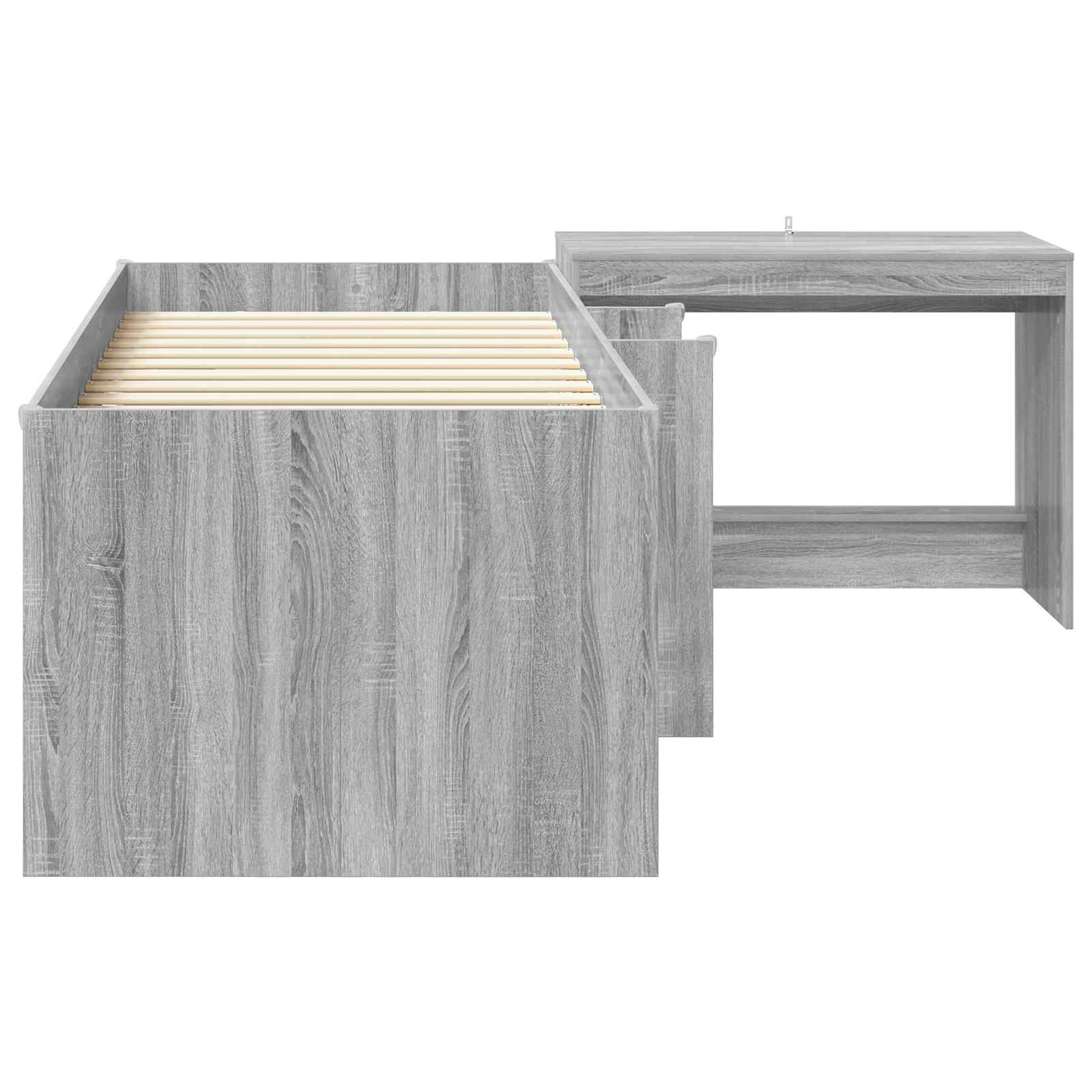 vidaXL Kids'High Bed Frame with Desk 2 pcs Grey Sonoma 4